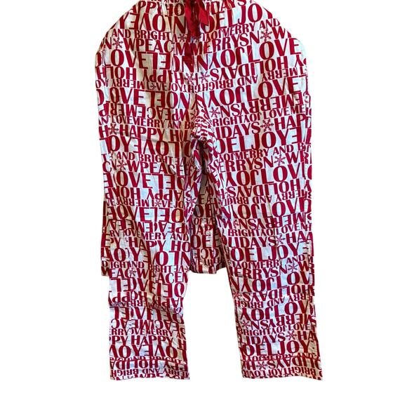 Lands End Women's Flannel Wide Leg Sleep Pants Red White Size Large - Picture 3 of 4